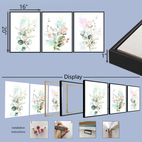 Vista 7 de Enartly Cuadros de flores, arte para pared, minimalista, simple, lienzo minimalista y simple, pinturas de plantas botánicas de eucalipto