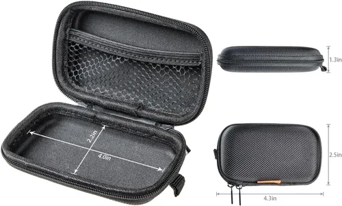 Vista 4 de Funda Rectangular Pequeña Rígida de EVA - Funda Portátil de Protección para Auriculares con Cremallera para Auriculares, Audífonos, Unidad Flash