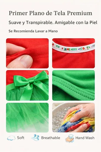 Vista 3 de Petitebella Vestido tutú verde con bandera de México para cachorros (XS, rojo)