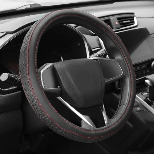 Vista 15 de Funda para volante de Auto Dynasty, protector de volante de auto de cuero de microfibra transpirable con patrón de agarre antideslizante, forro