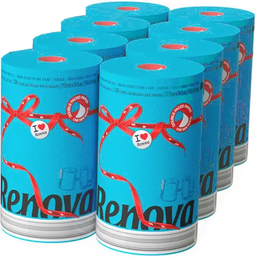 Vista 10 de Renova - Juego de rollos de toallas de papel, 2 rollos, 2 capas, 120 hojas altamente absorbentes, eleva tu imagen con estilo profesional y Amarillo