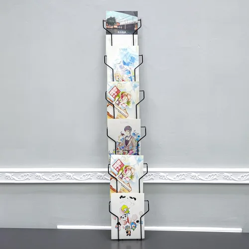 Vista 2 de FixtureDisplays® Soporte de pared 5X7 pulgadas Bolsillo Vertical Retrato Ancho Tarjeta de Felicitación Postal Pantalla Alambre Rack Negro 11716-NF
