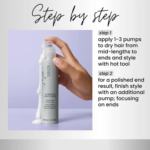 Vista 4 de Kenra Platinum Silkening Heat Crème Brilliant Shine Thermal Styler Reduce los pases de herramientas calientes en un 50% Previene roturas