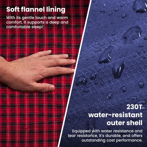 Vista 6 de KingCamp Sleeping Bag for Adults Big & Tall 100% Flannel Sleeping Bag XL Portable Waterproof Sleeping Bag for Camping Backpacking Hiking Travel