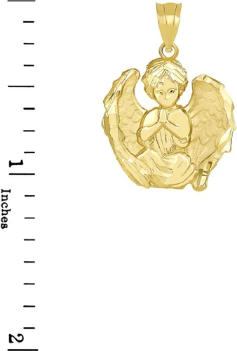 Vista 2 de Claddagh Gold Collar con colgante de ángel guardián con acabado mate