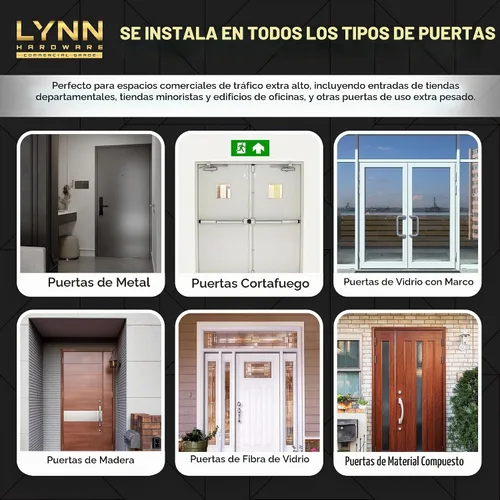 Vista 2 de LYNN HARDWARE Cierrapuertas automático extra resistente de servicio pesado (plateado) - Grado comercial, elección de contratistas, velocidad