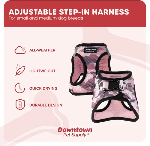 Vista 89 de Downtown Pet Supply Arnés para perro Step-in – Sin tirones, malla acolchada ajustable con ribete reflectante, correa de hebilla segura – Arnés