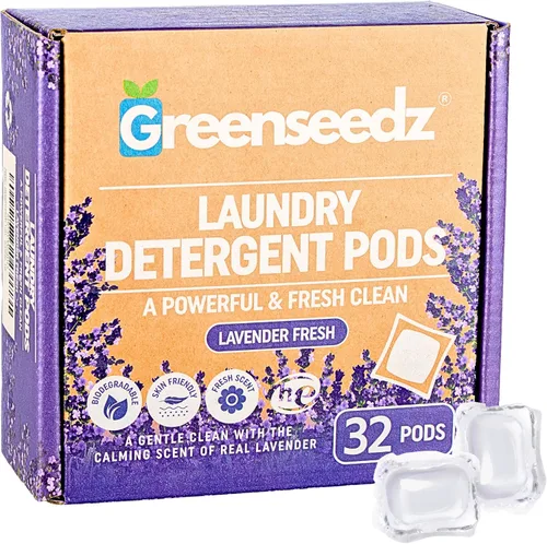 Vista 11 de Greenseedz - Cápsulas de detergente para ropa, 32 unidades, aroma fresco, ecológico, biodegradable, compatible con él, potente eliminación