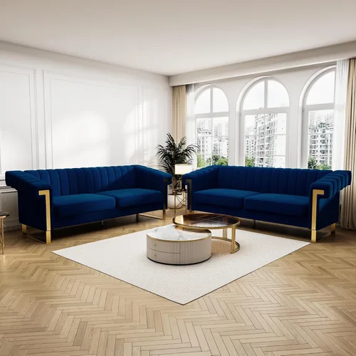 Vista 15 de Sofás de terciopelo de 83 pulgadas para sala de estar, cómodos sofás tapizados de 3 plazas para apartamento moderno para espacios pequeños (negro)