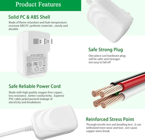 Vista 5 de Fuente de alimentación de 5 V 1.5 A, cargador de 5 voltios con puertos tipo C y micro USB, para Kindle de 5 voltios, teléfonos inteligentes