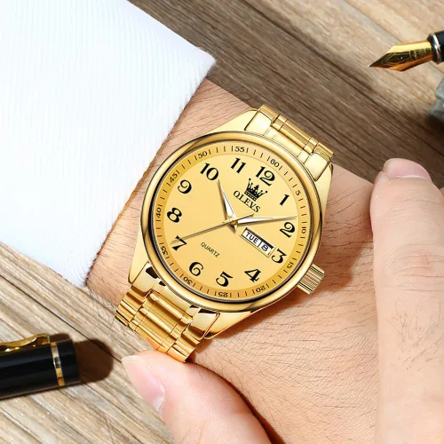 Vista 9 de OLEVS Reloj para hombre vestido de negocios diamante analógico cuarzo fecha lujo clásico acero inoxidable impermeable luminoso dos tonos reloj