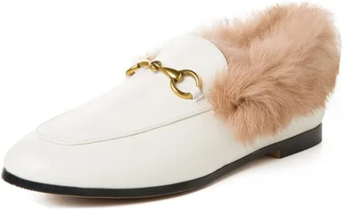 Vista 20 de Divanne Mocasines para mujer, mocasines planos con cadena dorada, mocasines de piel sin cordones Albaricoque