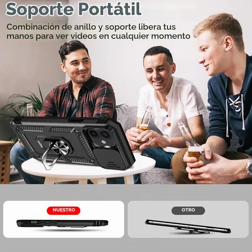 Vista 5 de HNHYGETE Funda para iPhone 12 / iPhone 12 Pro con protector de pantalla: [grado militar de 20 pies probada en caídas] anillo a prueba de golpes