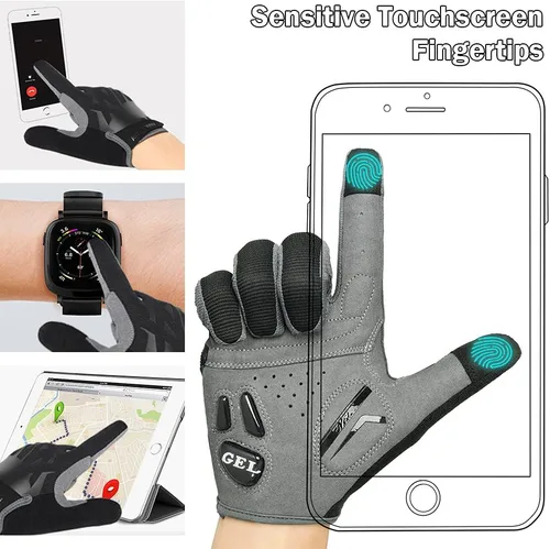 Vista 4 de NICEWIN Cycling Bike Gloves Men Women, Padded Anti-Slip Mountain Bike Gloves, Touch Screen Full Finger Road Bicycle Biking Gloves