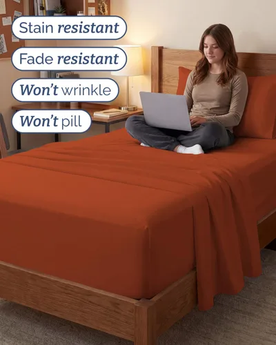 Vista 700 de Extra Deep Twin XL Sheet Set - 3 Piece College Dorm Room - White 01-Blanco