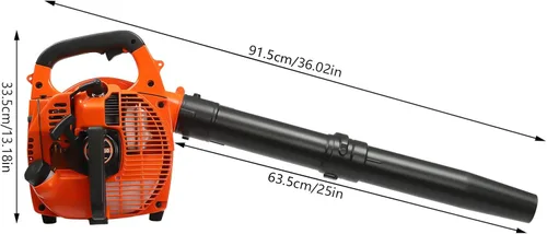 Vista 3 de Soplador de hojas de gas de mano de 2 ciclos de 750 W con tubo de 25 pulgadas, soplador de hojas de motor de 25.4 cc de 2 tiempos soplador comercial