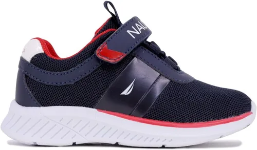 Vista 2 de Nautica - Tenis para niños con correa ajustable y cordones elásticos, zapatos informales cómodos para niños y niñas (bebéniño pequeño)