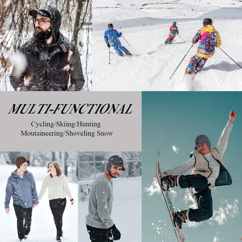 Vista 7 de Muryobao Gorro de invierno para hombre, con forro polar, con visera, orejeras cálidas, gorra de esquí