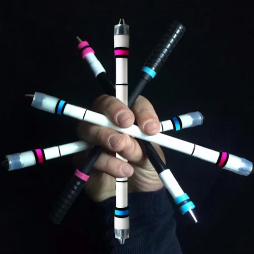 Vista 6 de Bolígrafos giratorios Ivan Emboss Mod, bolígrafo giratorio con peso para principiantes, agarre azul y rosa