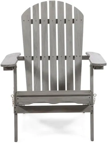 Vista 3 de Afuera Living Silla Adirondack de madera de eucalipto al aire libre de 34" W en gris