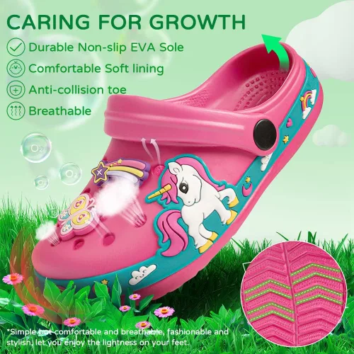 Vista 5 de Miamooi Zuecos de agua para niños y niñas pequeños con dibujos animados, antideslizantes, para interiores y exteriores, impermeables, para playa