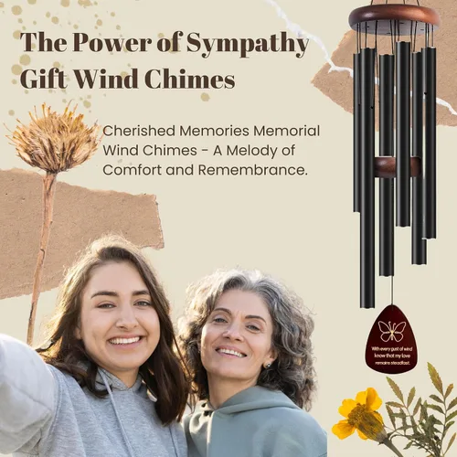 Vista 3 de WANSENCE Campanillas de viento conmemorativas para la pérdida de un ser querido - Campanillas de viento para exteriores, campanillas de viento