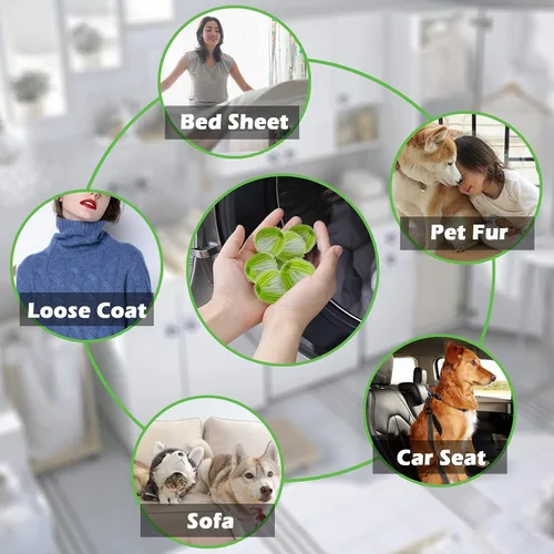 Vista 5 de Removedor de pelo de mascotas para lavandería, 12 unidades, blanco verde, nailon, automático, removedor de pelusa