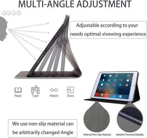 Vista 4 de Funda para Samsung Galaxy Tab A7 Lite de 8.7 pulgadas modelo 2021 (SM-T220/T225/T227), funda protectora delgada de piel sintética con función
