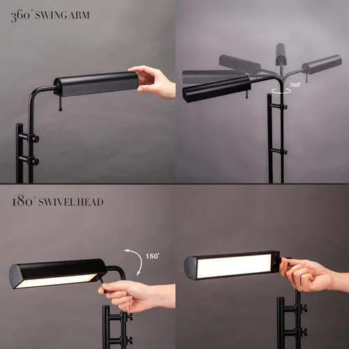Vista 4 de O'Bright Aurora - Lámpara LED de escritorio de farmacia, brazo oscilante, diseño industrial para leer, manualidades, trabajo, LED de 10 W, altura