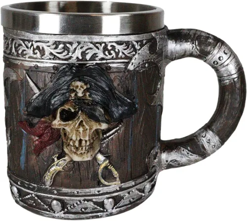 Vista 5 de Ebros Gift Piratas del Caribe - Bandana con calavera con espadas cruzadas, jarra, café, cerveza, taza de café, taza de cerveza Drunken Pirate's Life