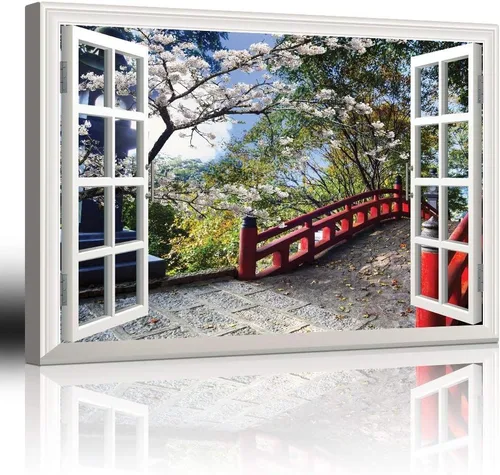 Vista 46 de Cuadro decorativo con diseño de ventana moderna blanca con vista, de la marca Wall26®