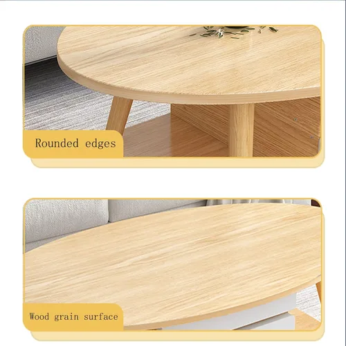 Vista 6 de IMPREC Mesa de sofá, mesa de centro en forma de gota de agua con estante de almacenamiento de 2 niveles, mesa de pared para sala de estar, comedor