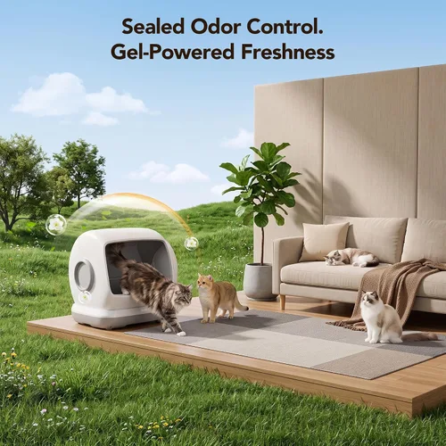 Vista 6 de Meowant Caja de arena automática, 106L de gran capacidad para varios gatos