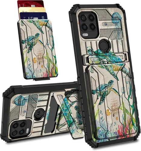 Vista 26 de Funda para Motorola Moto G Stylus 5G con ranura desmontable para tarjetero, soporte de doble capa, resistente a prueba de golpes, funda oculta