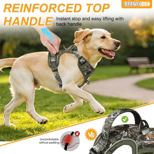 Vista 2 de BEAUTYZOO Juego de arnés y correa para perro sin tirones, chaleco para Verde militar
