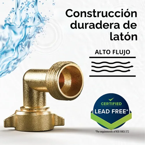Vista 4 de Camco 22507 - Codo de manguera de 90 grados para RV — Construcción de latón macizo — Certificado libre de plomo — Cuenta con conveniente conector