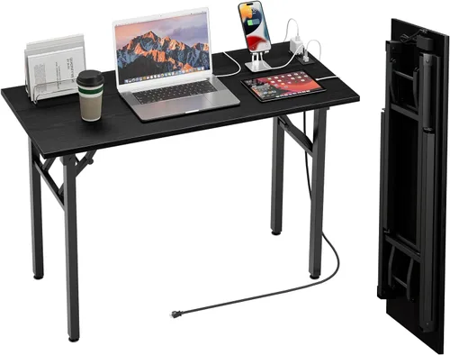 Vista 28 de TEMI Mesa de Computadora Pequeña Mesa Plegable - Escritorio de Oficina Plegable de 35.8", Sin Ensamblaje, Perfecto para Espacios Pequeños