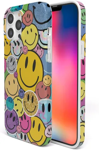 Vista 2 de Casely Funda para iPhone 14 Pro Max Todas las sonrisas Adhesivo de cara sonriente Compatible con MagSafe Diseño ultra delgado clásico