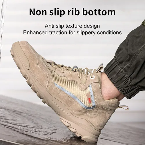 Vista 7 de Zapatos de trabajo de seguridad para hombres, zapatos de trabajo indestructibles, transpirables y ligeros, zapatos de seguridad a prueba