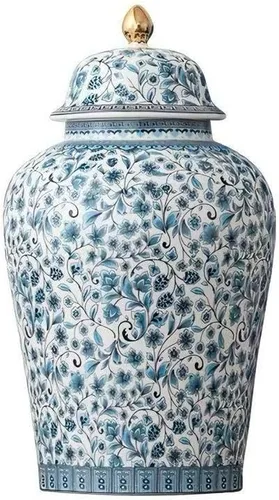 Vista 10 de Urna de flores para cenizas para adultos, 11.6 pulgadas, 200 libras, cerámica decorativa, flores de pavo real, urna grande, capacidad de 200