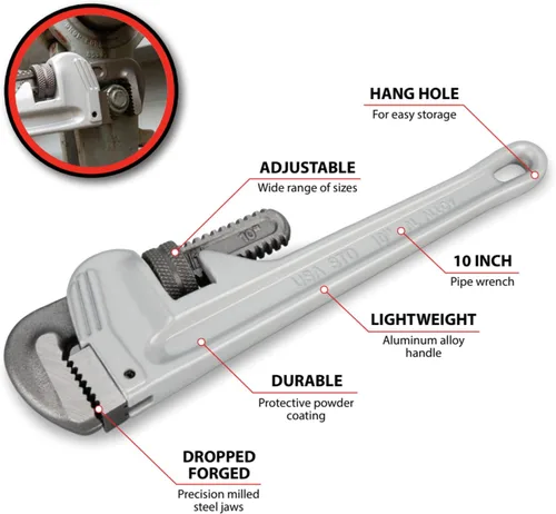 Vista 2 de Performance Tool W2110 Llave de tubo de aluminio de 10 pulgadas