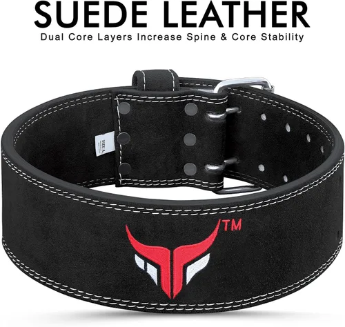 Vista 5 de Mytra Fusion Weight Lifting Belt Double Prong Buckle Power Lifting Belt Leather Weightlifting Belt for Training Gym Workout