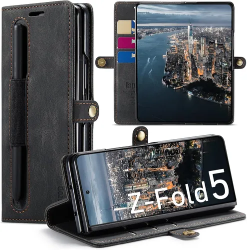 Vista 11 de Funda tipo cartera para Samsung Galaxy Z Fold 3 con soporte para bolígrafo S, color negro