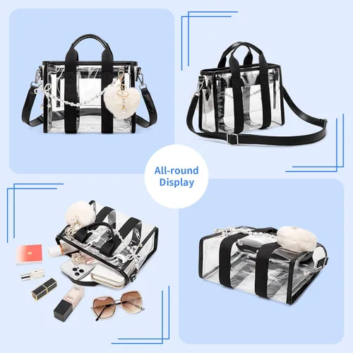 Vista 6 de Mini bolsa de mano, bolsa de playa iridiscente, bolsa transparente para eventos de estadio, conciertos, bolso resistente al agua con correa cruzada