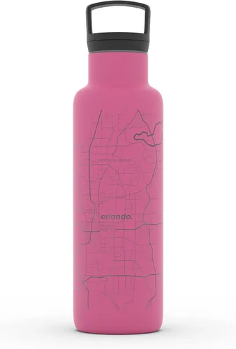 Vista 142 de Well Told Botella de agua aislada con mapa de Washington DC grabado, botella de acero inoxidable grabada (21 onzas, blanco) botella aislada de mapa
