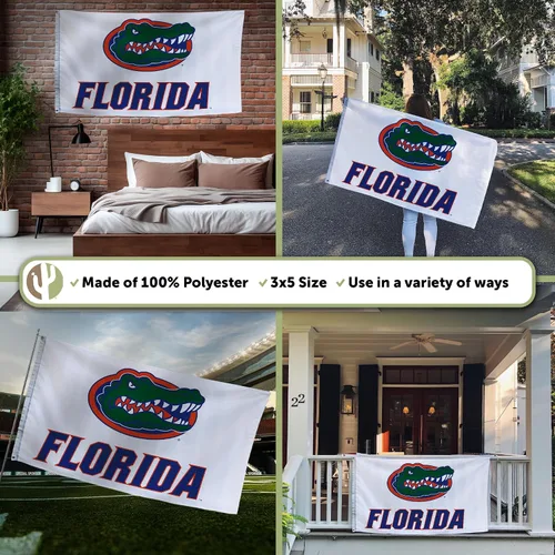 Vista 3 de Desert Cactus Bandera de Gators de la Universidad de Florida UF de 3 x 5 Blanco