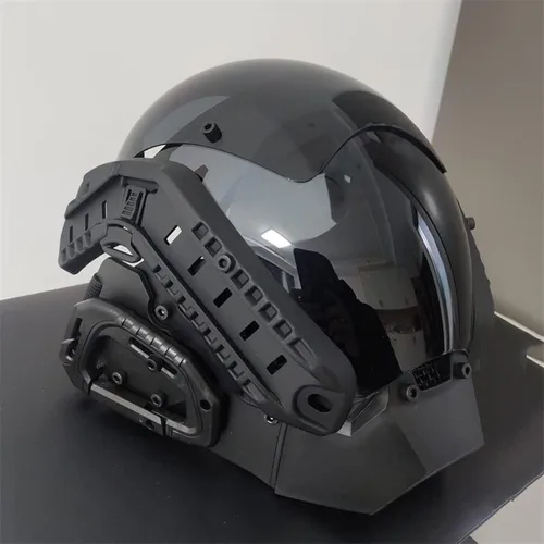 Vista 6 de NECHARI Casco gótico punk máscara futurista Techwear de ciencia ficción gótica máscara de Halloween Cosplay Halloween fiesta música accesorios