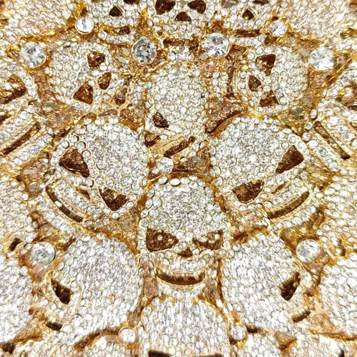 Vista 3 de Boutique De FGG Bolso de mano de cristal de calavera para mujer, bolso de mano de noche con diamantes de imitación, para fiesta, graduación