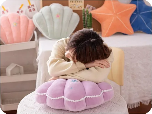 Vista 8 de Almohada de suelo de concha de estrella de mar para sofá, almohada de lectura para automóvil (azul, 19.6 pulgadas)