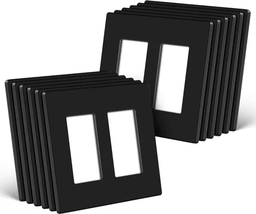 Vista 34 de CML Placa de Pared Decorativa Negra de 4 Posiciones Sin Tornillos, Paquete de 4 Placas de Interruptor de Luz y Cubierta Frontal para Receptáculo